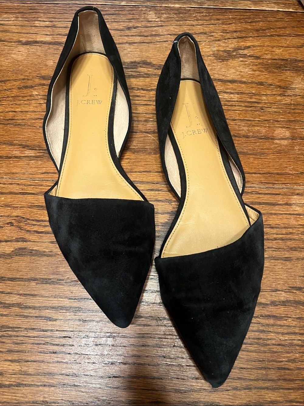 J. Crew Black Suede Pointed D'Orsay Flats